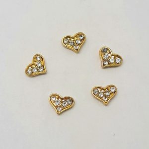gold and rhinestone heart charms