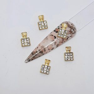 gold sparkly perfume bottle nail charms