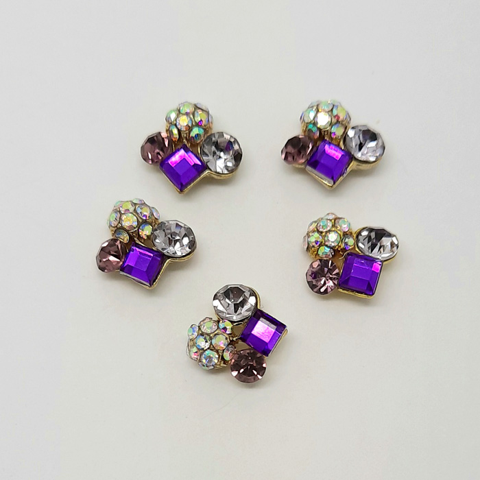 Purple Crystal Rhinestone Nail Charms x 2