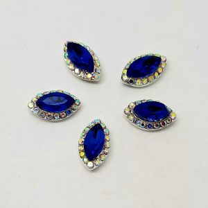 oval nail crystals dark blue