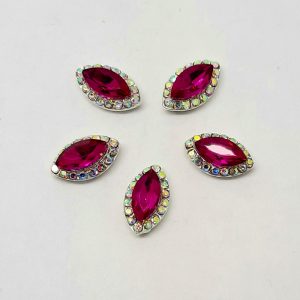 oval nail crystals dark pink