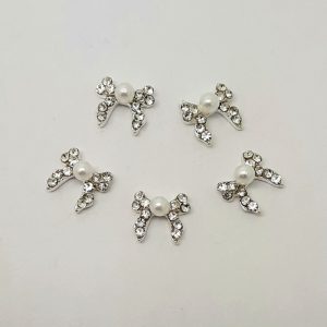 bow nail charms with pearl