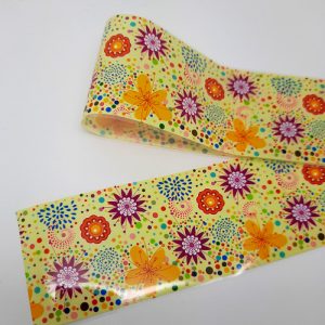 yellow foil with funky flowers