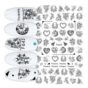 black hearts and flowers stickers