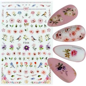 Flowers and birds nail stickers