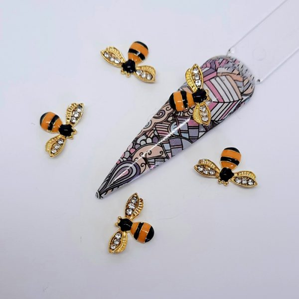 bumble bee nail charms with sparkly wings