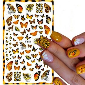 leopard butterfly nail stickers