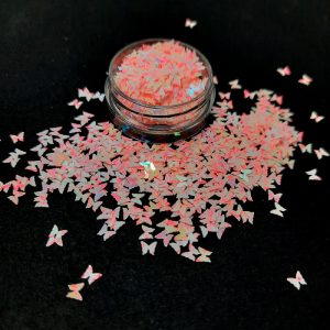 butterfly glitter iridescent pinks white