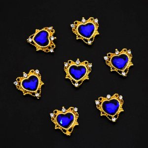 ornate heart nail charms blue