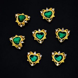 ornate heart nail charms green