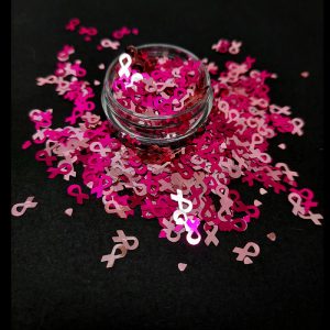 pink ribbon breast cancer awareness nail glitter
