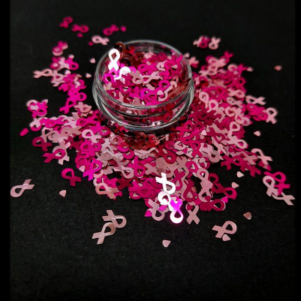 pink ribbon breast cancer awareness nail glitter