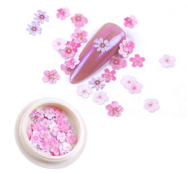 pink flowers nail slices