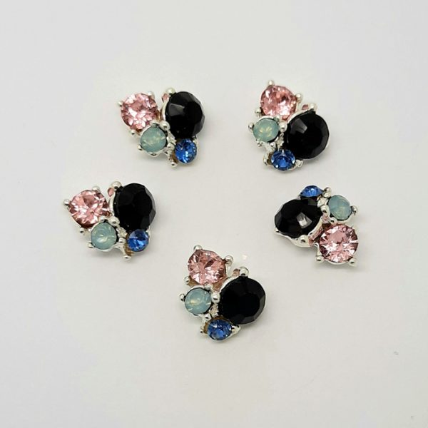 Black pink blue green nail cluster charms