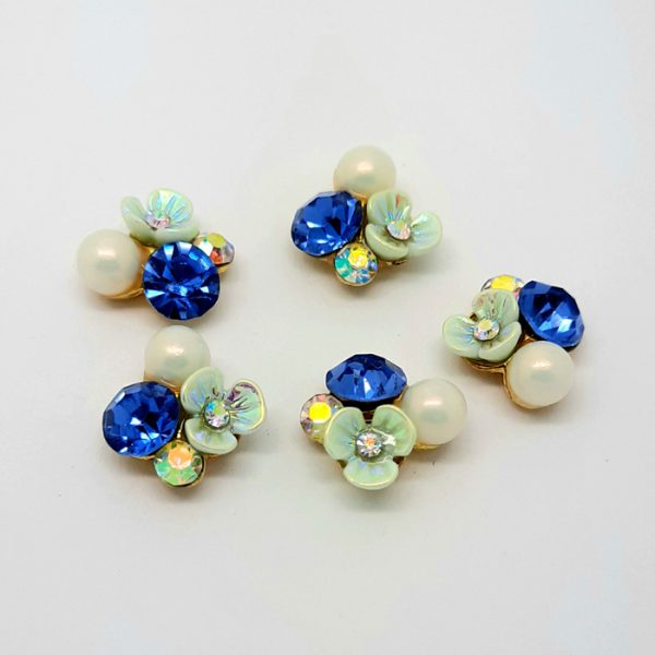 flower + blue crystal cluster charms