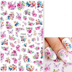 flowers and butterfly nail stickers