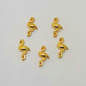 gold flamingo nail charms
