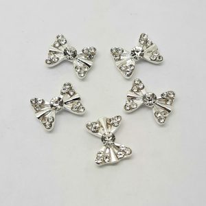 large silver bow nail charms