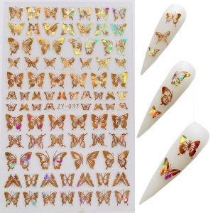 Laser Gold Butterflies Nail Stickers