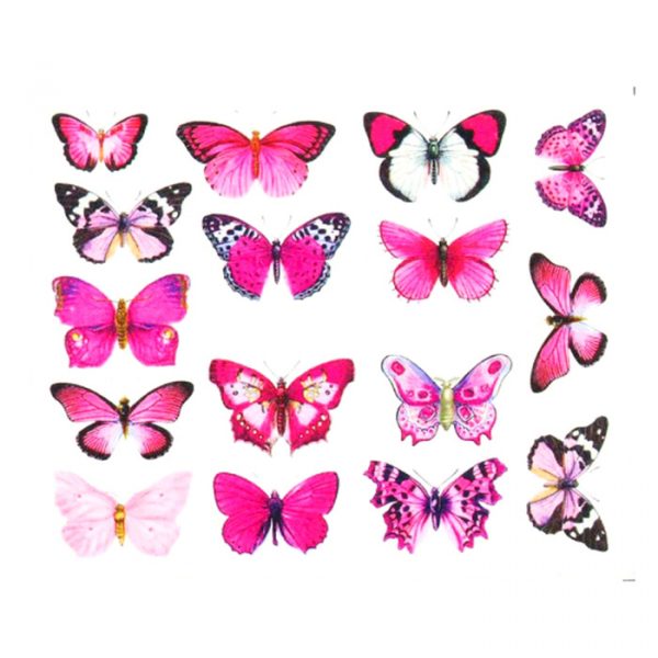 pink butterfly nail water decals