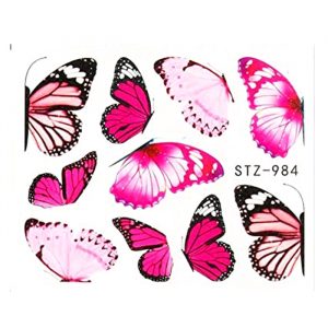pink half butterfly nail decals