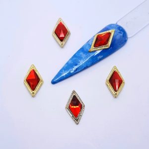 red and gold diamond nail charms