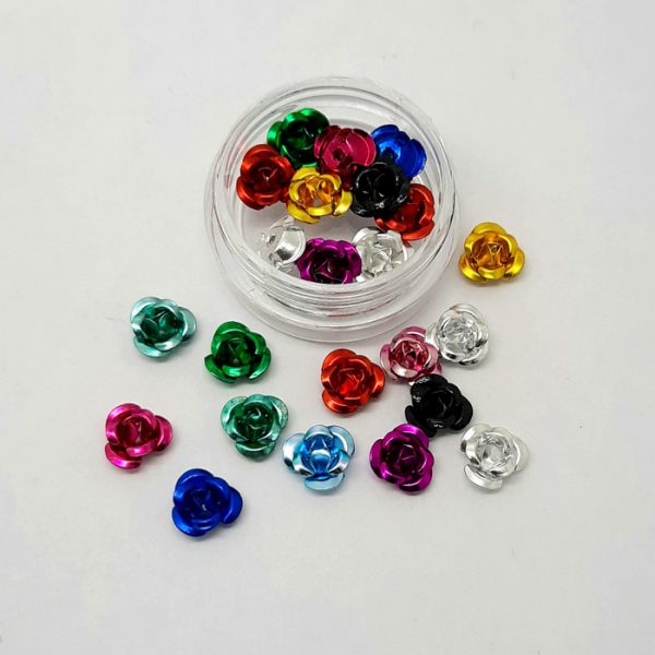 coloured metal roses nail decoration