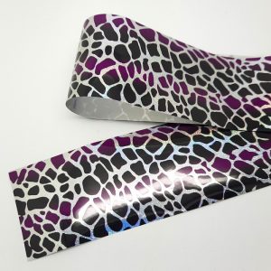 purple and black giraffe print nail foil