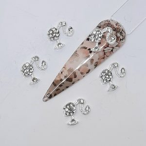 silver and sparkly gems barbie nail charms