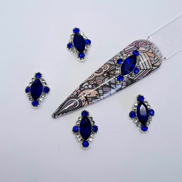 blue diamond cluster nail charms