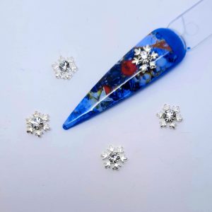 silver snowflake christmas nail charms with gem