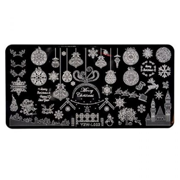 christmas baubles nail stamping plate
