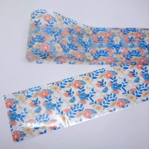 flowers and blue leaves nail foil