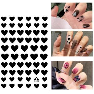 black love heart nail stickers