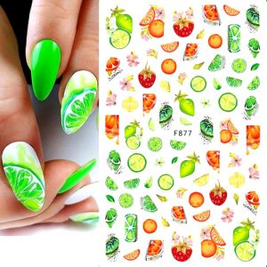 citrus fruit nail stickers