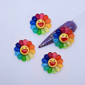 large rainbow flower nail charms