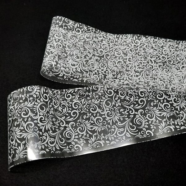white swirly design nail transfer foil