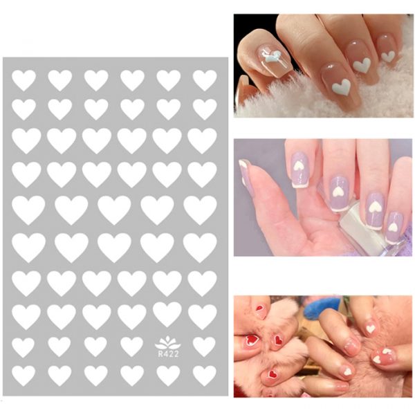white love heart nail stickers