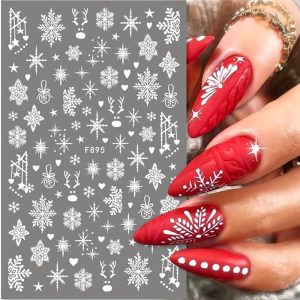 white snowflake christmas nail stickers