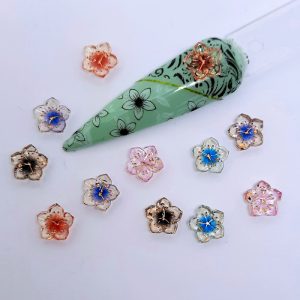 cute flower nail charms with clock face