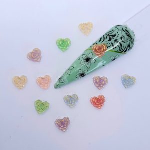 heart shaped flower nail charms