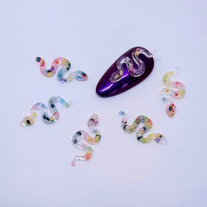 cute colourful snakes nail charms