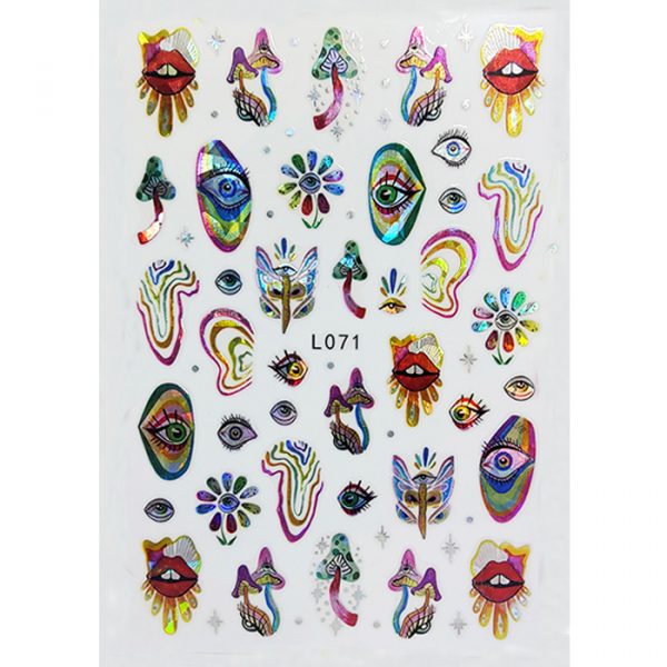 funky trippy laser nail stickers