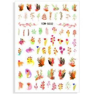 pastel flowers and leaves nail stickers
